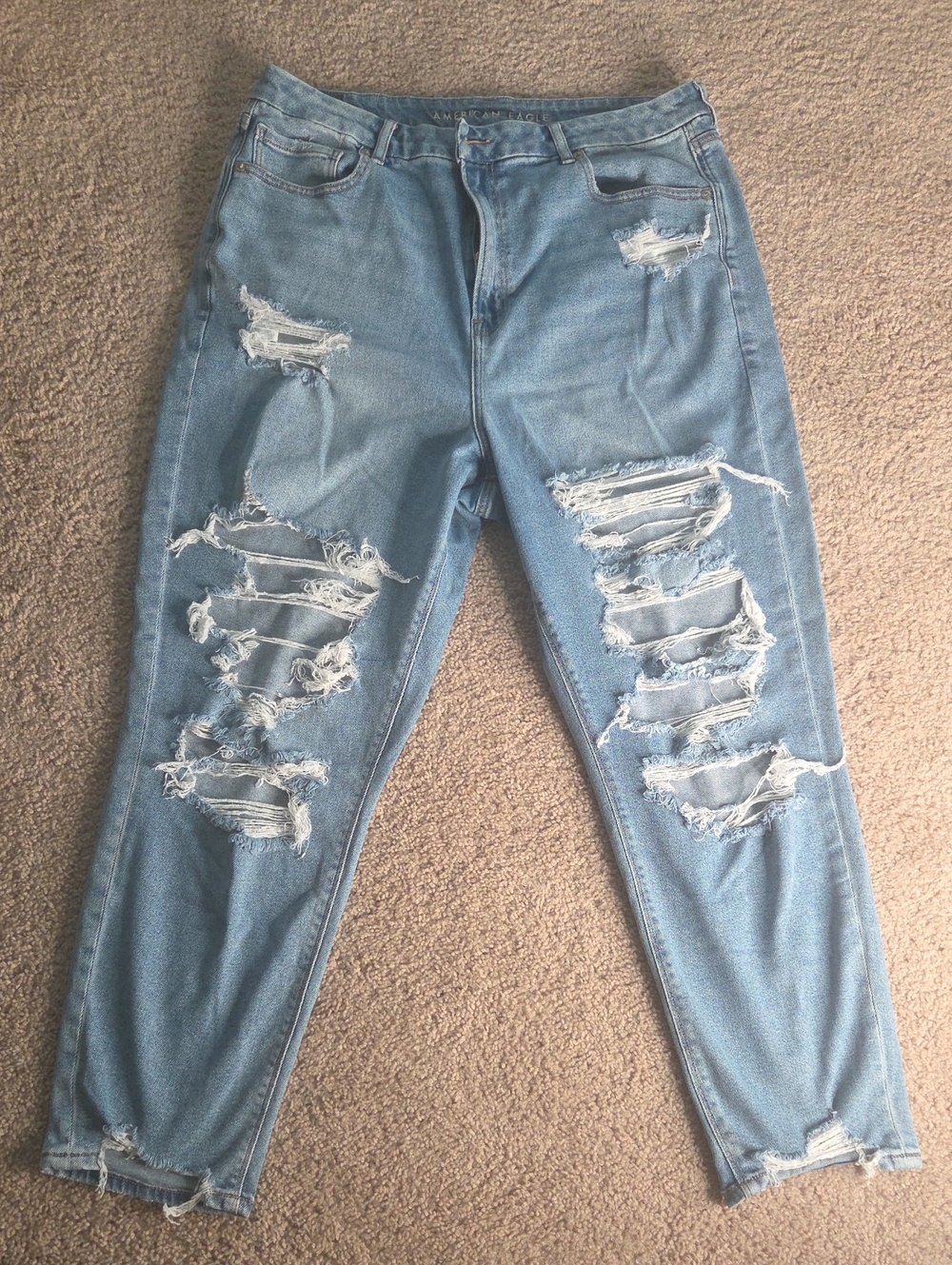 American Eagle Outfitters Light Blue Distressed Boyfriend Jeans